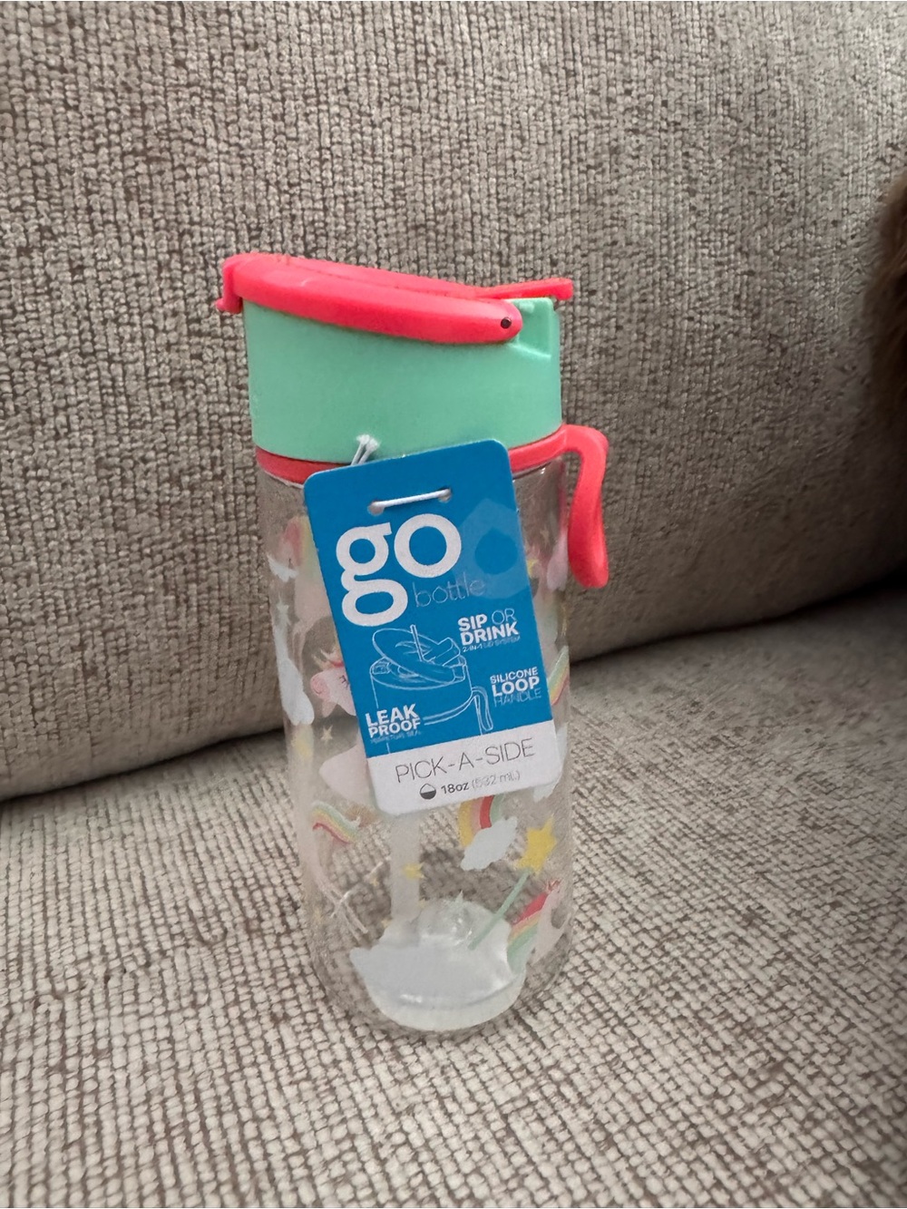 goBottle Pick-A-Side Water Bottle in Mint and Coral
